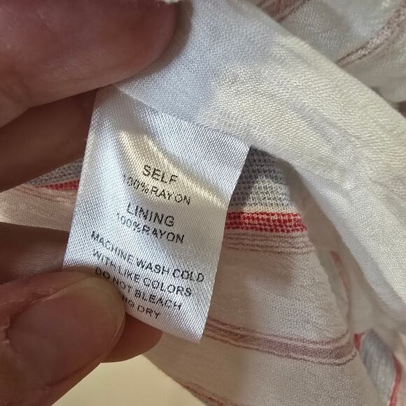 Women's Soprano White Striped Spaghetti Strap Shark Bite Dress | Size Small - Picture 9 of 9